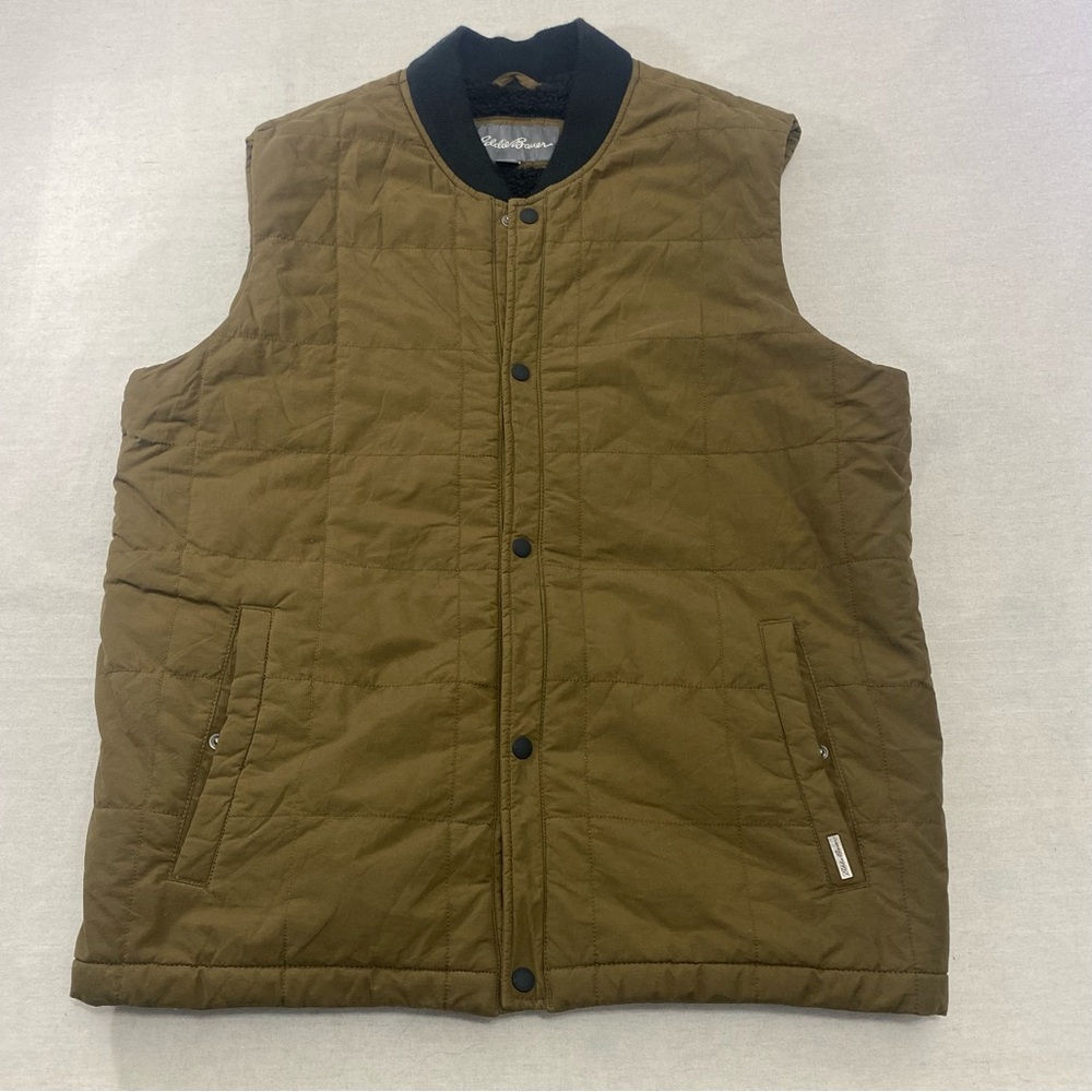 Eddie Bauer Emmons 2.0 Vest Quilted Puffer Sherpa Lined Carmel Tan XLT XL Tall